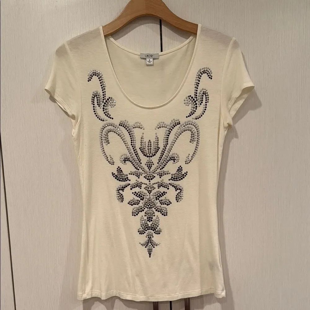 Chic Cream Embellished Top by